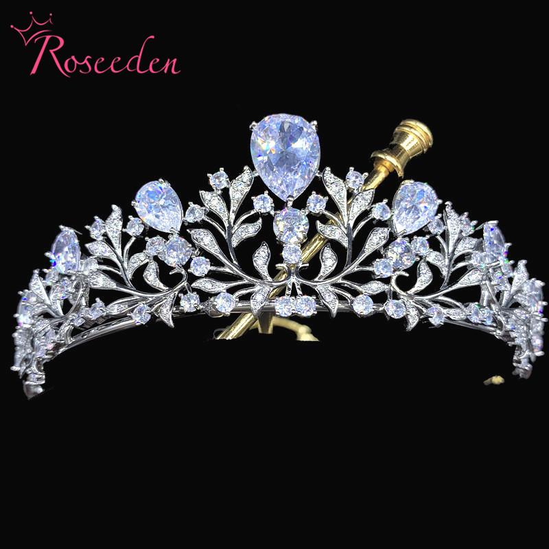 

New Bling Zirconia Wedding Crown Tiara Crystal Elegant Woman Diadem For Pageant Party RE4058