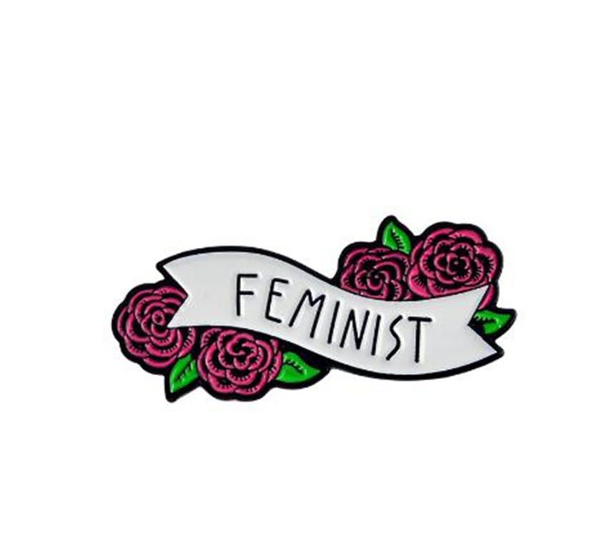 

Elegant Red Rose pin Rose to send beauty" Feminist "Badges Lapel Brooch Enamel pin denim bag cap Jewelry Gift for Women girls