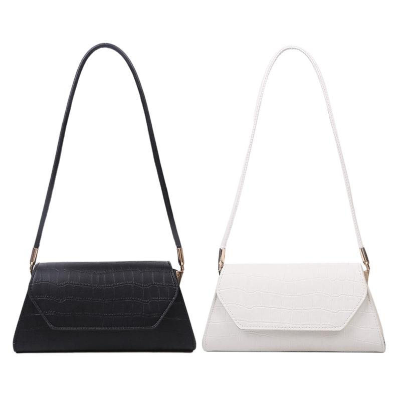 

2 Pcs Crocodile Pattern Women's Handbag Fashion PU Leather Luxury Messenger Bag High Quality Casual Bag Black & White