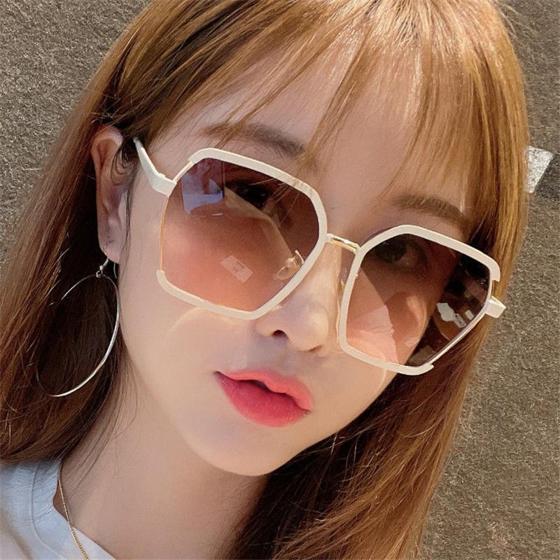 

Sunglasses 2022 Metal Frame Eyeglasses Korean Fashion Semi-Rimless Womens Large UV Protection Glasses