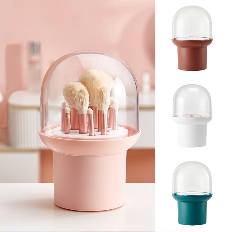 

Storage Boxes & Bins Dustproof Makeup Brush Holder With Lid Clear Cosmetic Pens Cup Make-up Tools Organizer For Desktop Xqmg Bathroom