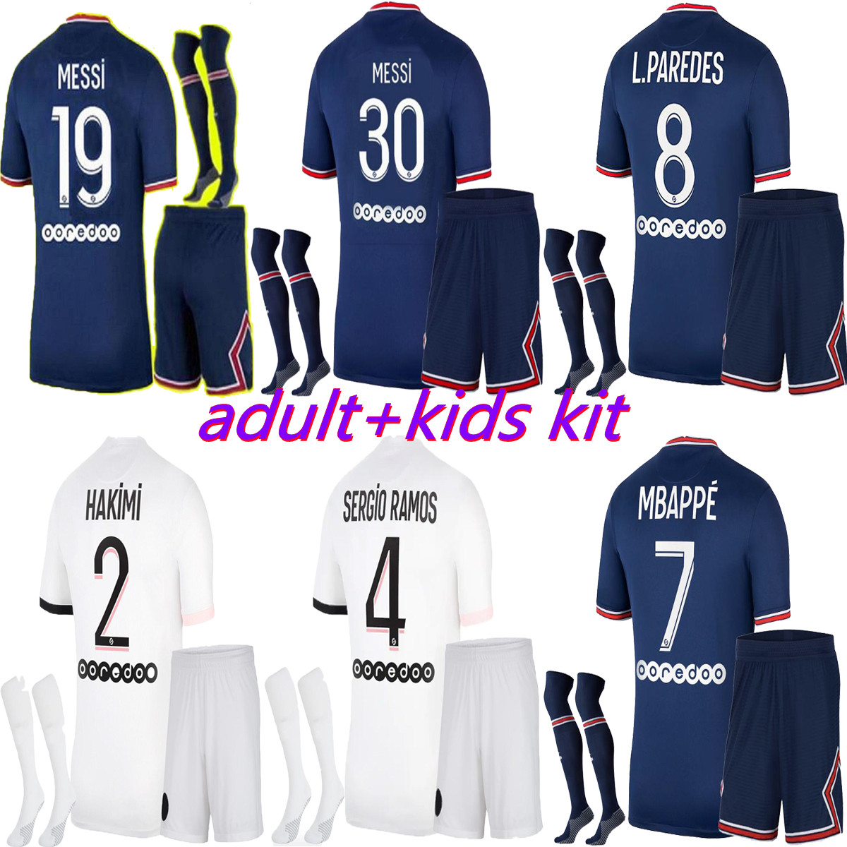 

Adults +kids 2021 2022 soccer Jersey MBAPPE MARQUINHOS sets 21/22 ICARDI NEYMAR shirt JR MESSI HAKIMI SERGIO RAMOS maillots de football kits uniform, Multi