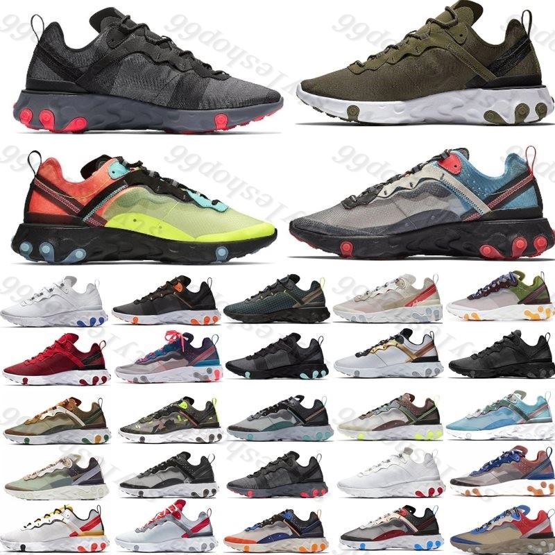 

NEW hot react element 87 55 running shoes for men women Light Bone triple black bred Hyper Pink mens trainers sports sneakers runner, Box