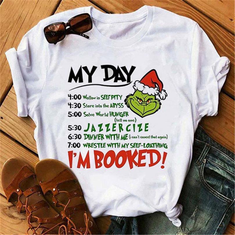 Funny Grinch And Women Mens Tops Cute Letter Female Harajuku Printed White Christmas Vogue Clothes-image-708430550