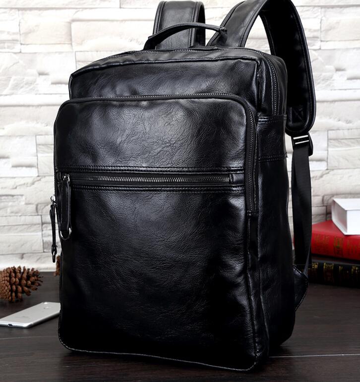 

Factory sales brand new Europe college mens bag wind leisure brand backpack for male and female students wear flexible leather bags, Black