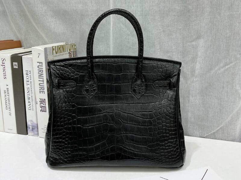 

Realfine888 3A Perkin 30cm Bags Alligator Crocodile Leather Totes Handbags with Dust bag, Perkin alligator 30cm_01