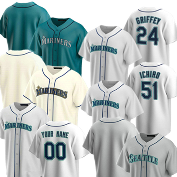 

2021 Ken Griffey Jr. Jersey Womens Mitch Haniger 51 Ichiro Suzuki 15 Kyle Seager 22 Robinson Cano Daniel Vogelbach Baseball Jerseys Custom, Men's color 4