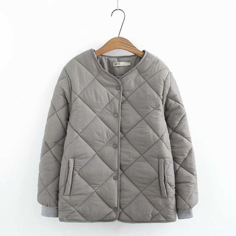 

Arrival Autumn Winter Korea Fashion Women Coat Plus Size All-matched Casual Short Coats Single Breasted Cotton Padded D455 210608, Khaki