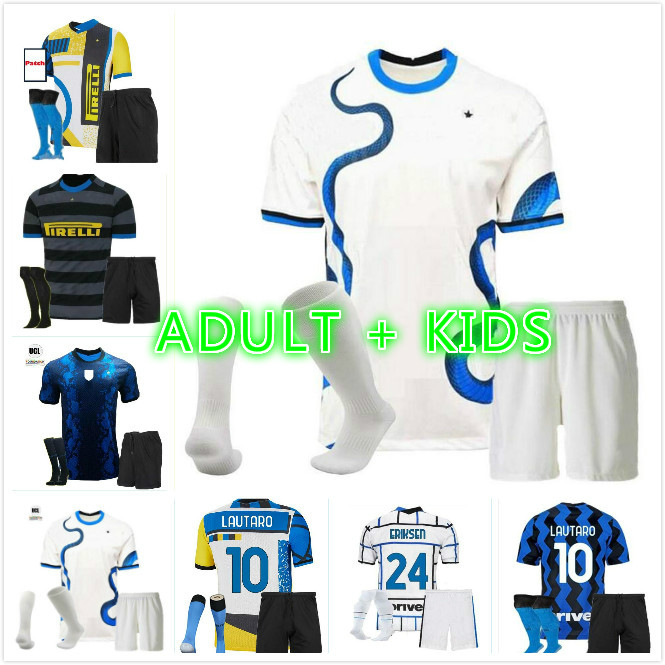 

Adults and kids INTER BARELLA soccer jerseys LUKAKU MILAN VIDAL LAUTARO ERIKSEN ALEXIS 20 21 DE VRIJ fourth football shirt 2021 2122 HAKIMI uniforms Player+fans