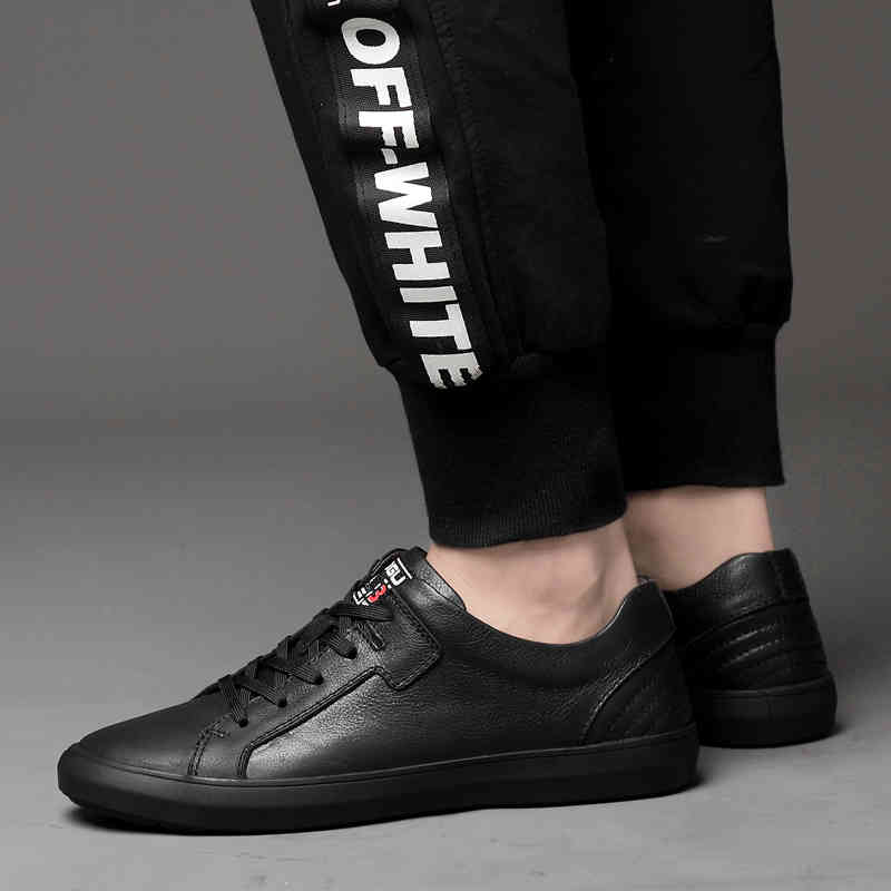 

dress shoes men flats outdoor sneakers leather sports casual men's running comfortable and breathable walking 18jg, Black