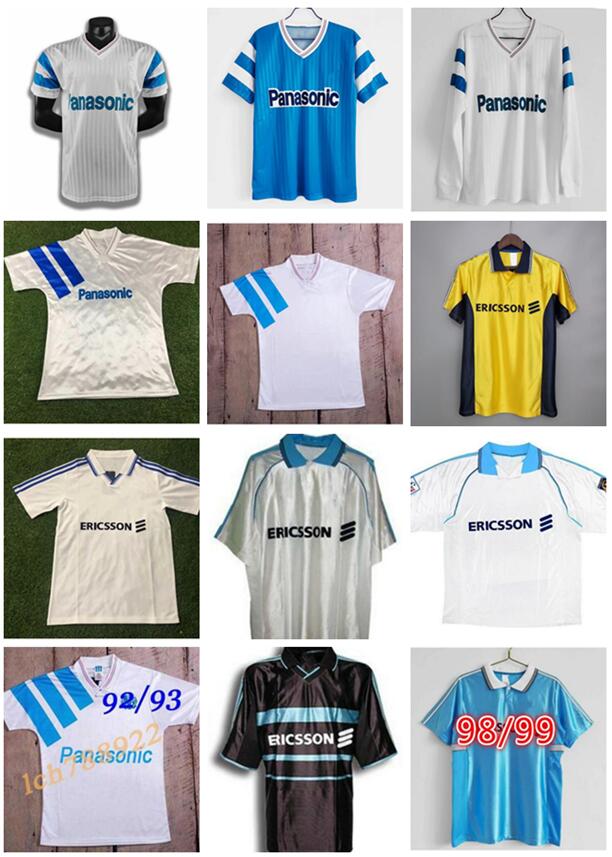 

1990 1991 1992 1993 Marseille Retro Soccer Jerseys Olympique de 1998 1999 2000 CANTONA WADDLE Futbol Maillot Vintage Kit Football Camiseta, 91/92