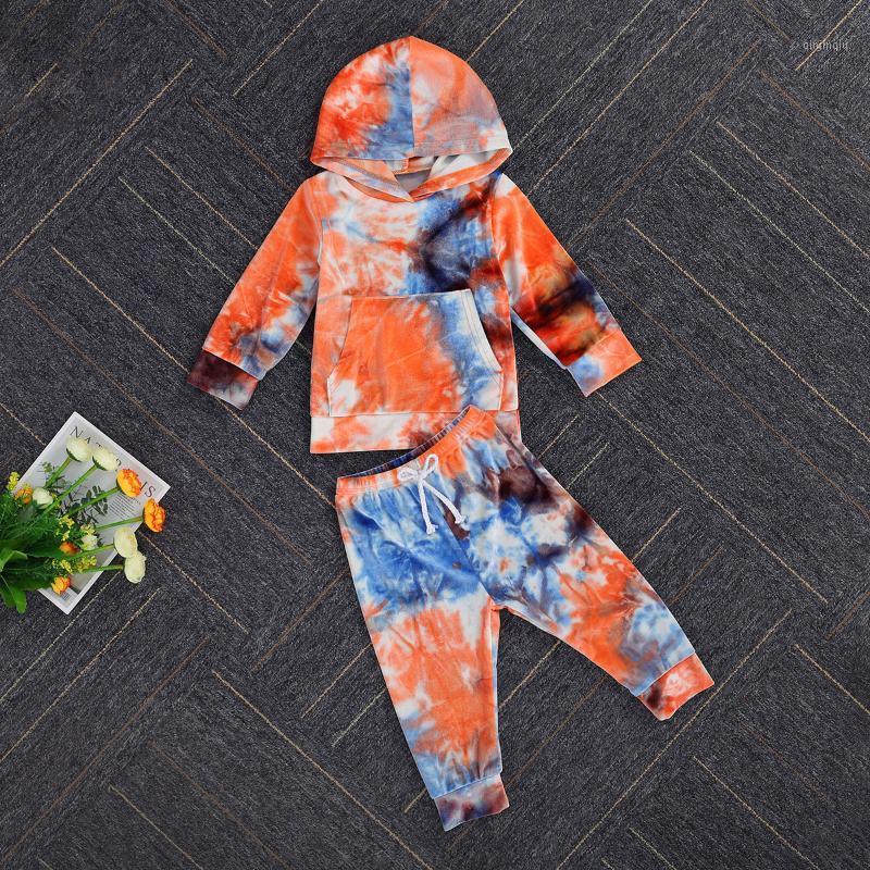 

Clothing Sets Baby & Children's 1-6Y Autumn Infant Girls Boys Tie-Dye Set Hooded Pullover Top + Pants Causal Outfits, White