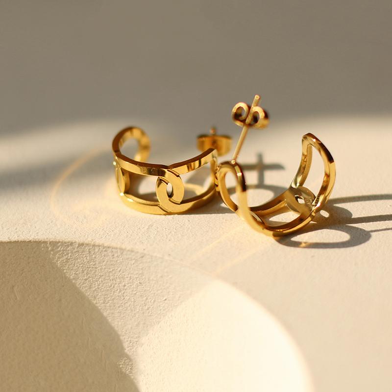 

Dangle & Chandelier Amaiyllis 18K Gold Vintage Geometric Simple Hollow Earrings Stud Handmade Hoop For Female Bijoux Jewelry, Silver