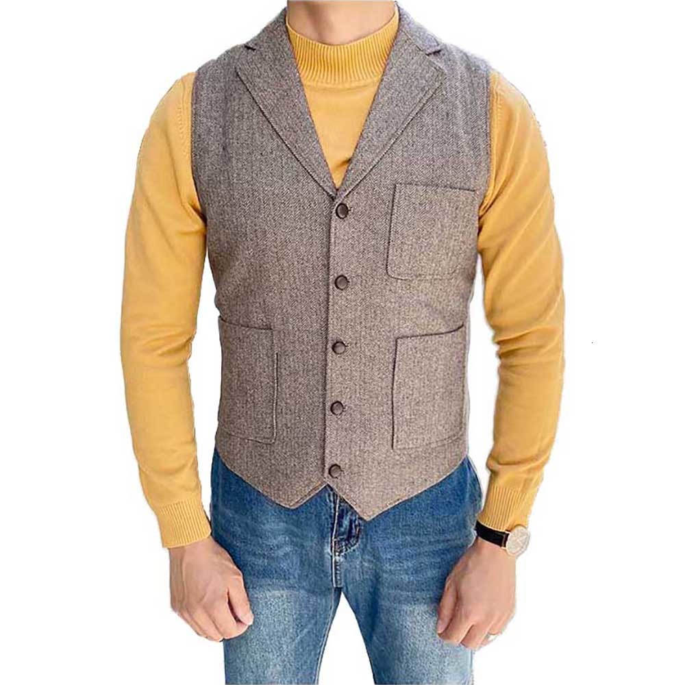 

2021 New Tweed Suit Collar Male-style American Back-personality Office Wedding Fine Fit Vest 6s56, 8812