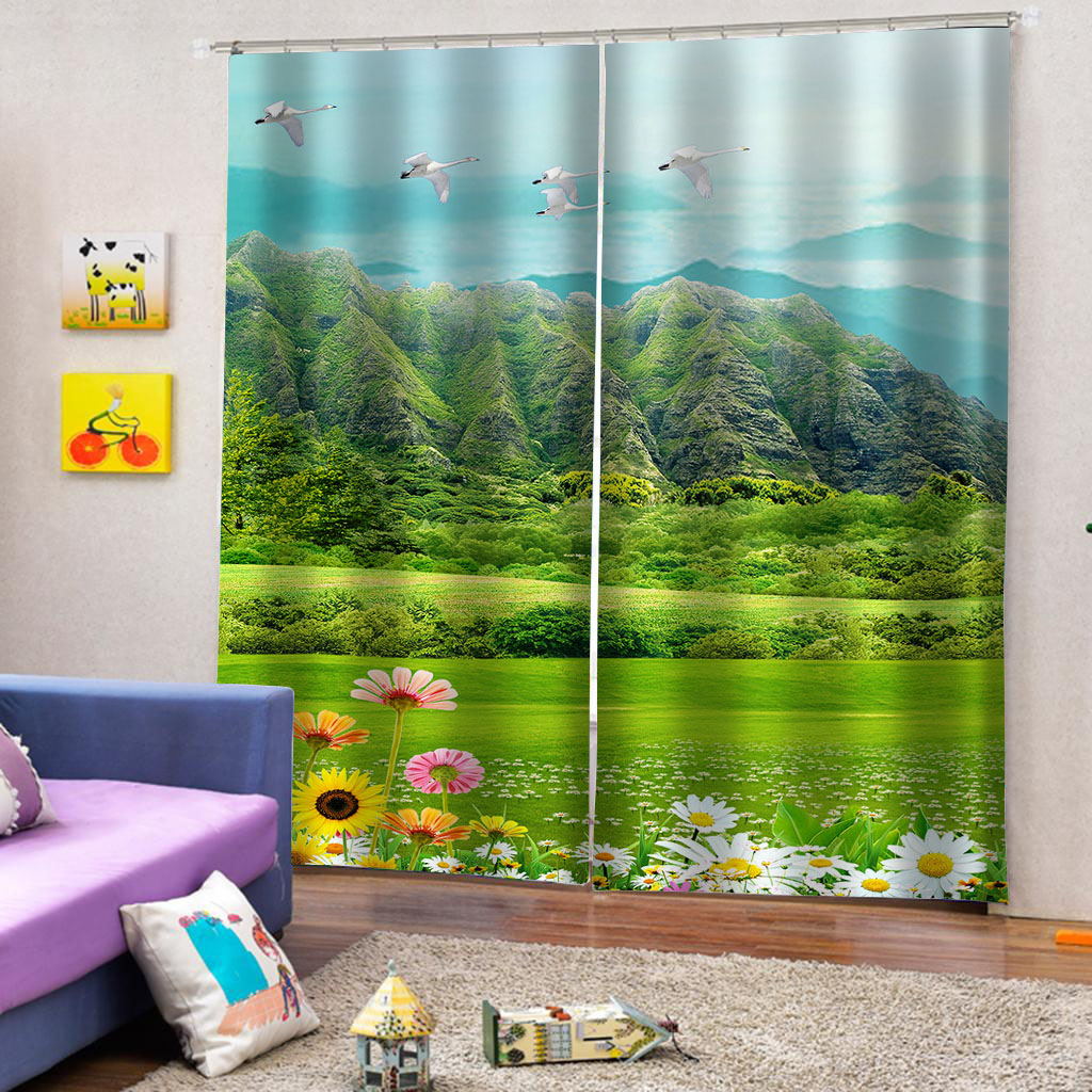 

Beautiful HD Nature Scenery Curtain Blackout HD Kitchen Window Drapes For The Living Room Bedroom Home Decor, Customize