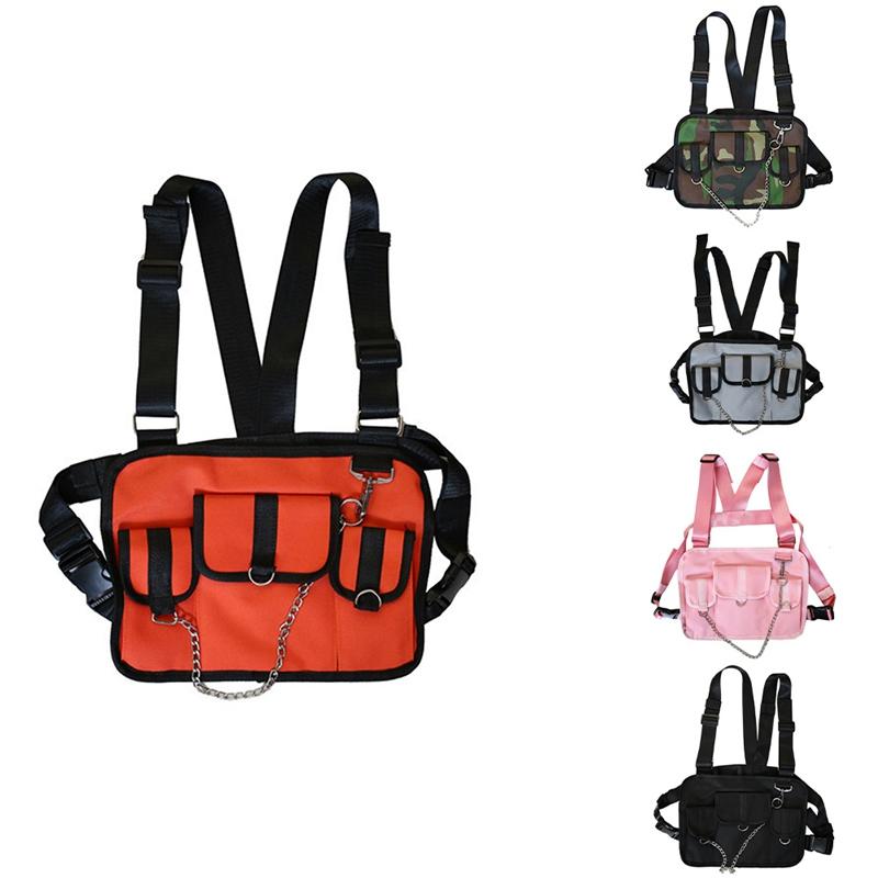 

Men's Chest Bag Fashion Hip-Hop Vest Streetwear Bag Waist Tooling Vest, Black