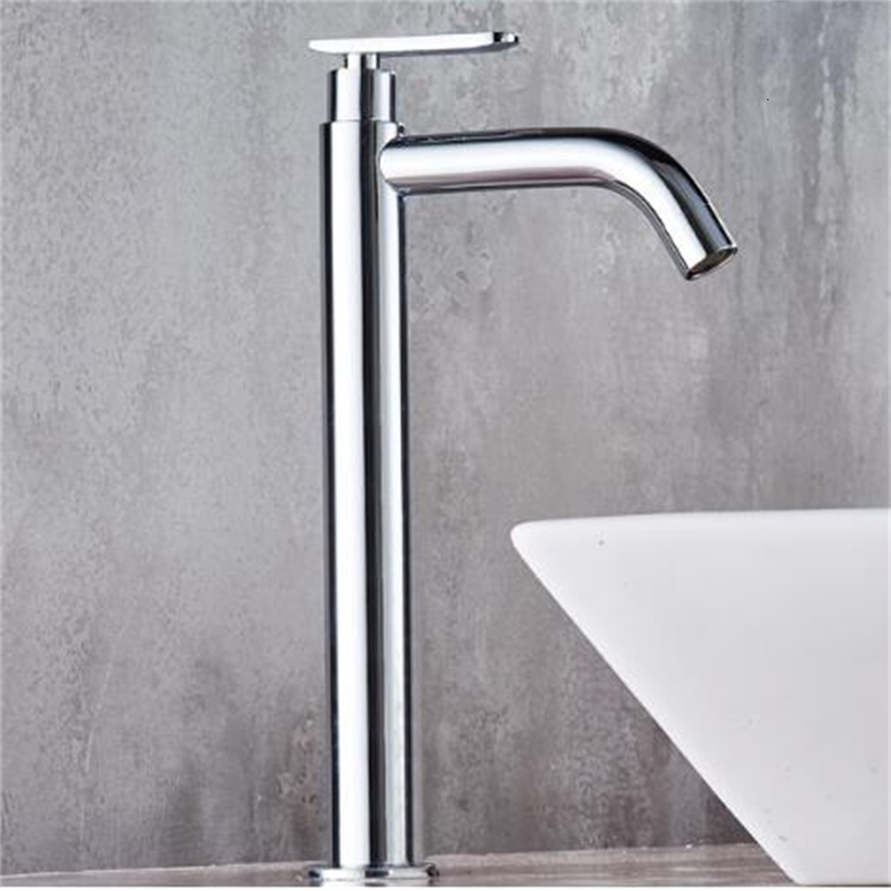 

2021 New Single Basin Mixer Bathroom Sink Tall Chrome Brass Faucet for Cold Water Kied
