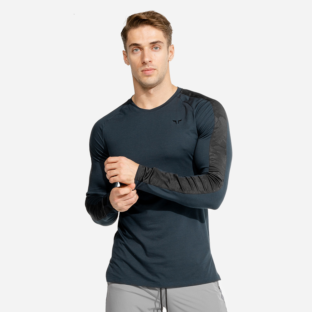 

2021 Casual Long Sleeve t Men Gym Quick Dry Ny T-shirt Male Fitness Workout Tee Shirt Tops New Running Sport Brand Clothing J26q, Army green