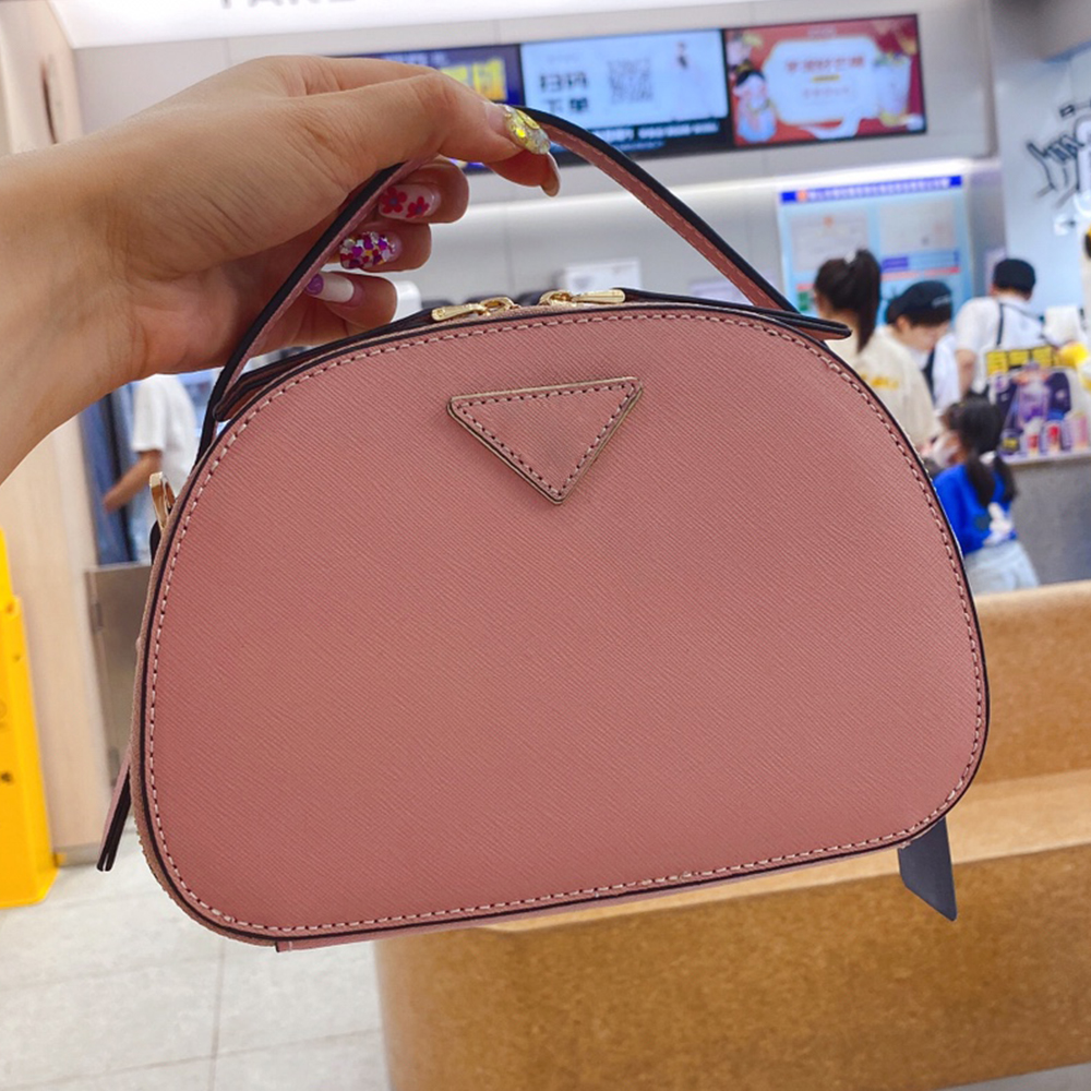 

Oval arc women's handbag solid color retro style cosmetic bag Bilateral zipper bread shape Purse cute designer cross body bags, A1