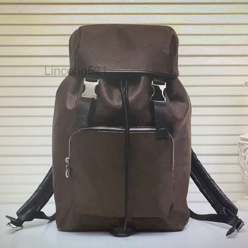 

43422 ZACK BACKPACK Leather Men Travel Bags Fashion Classic Cover Tie Rope Large Capacity Mountaineering Sport Hasp Bag, With dust bag
