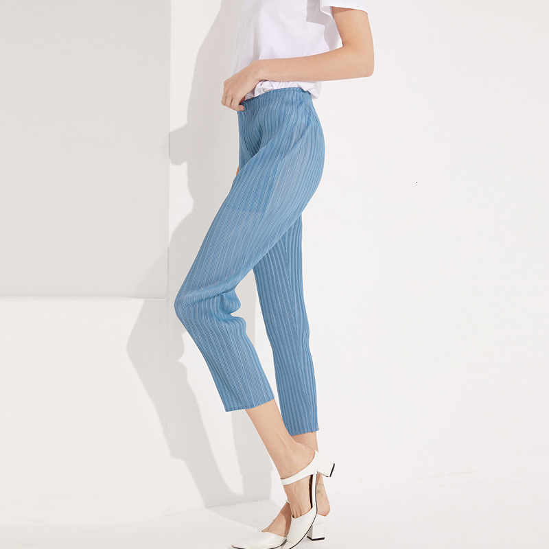 

2021 Pleated Casual Spring Summer New Products Europe Women High Waist Slim Ny Legs Pencil Work Pants 5003 P4t4, Gray