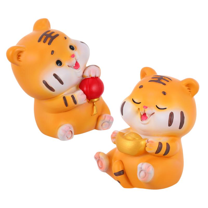 

Interior Decorations 2pcs Chinese Tiger Year Souvenir Gift Home Car Decoration Resin Craft