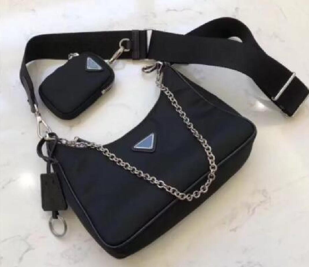 

fashionRe-Edition Nylon Shoulder Bags high quality nylon Handbags Bestselling wallet women luxurys brand crossbody bag Hobo purses tria, Black