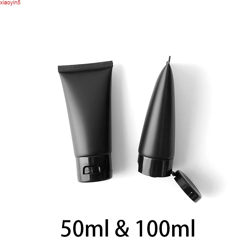 

high quatity50ml 100ml Matte Black Plastic Squeeze Bottle Empty Cosmetic Container Hand Cream Body Lotion Travel Packaging Frost Soft Tube