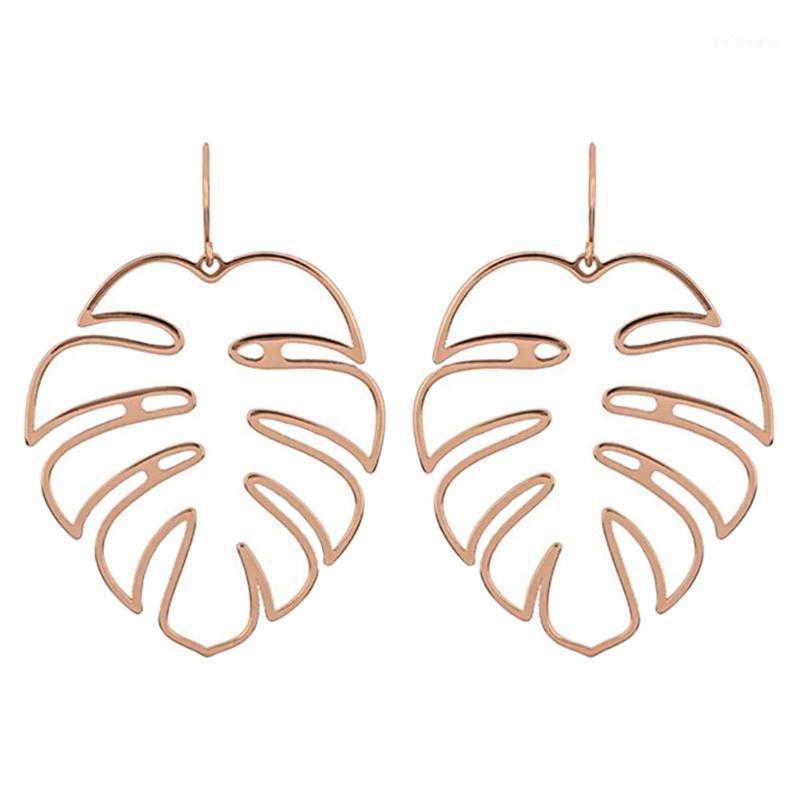 

Stud Personality Women Alloy Earrings Geometric Leaf Hollow-out Bohemia Ear Jewelry, Golden;silver