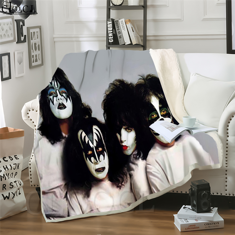

CLOOCL Pop Metal Kiss Band 3D Print Street Style Conditioning Blanket Sofa Teens Bedding Throw Blankets Plush Quilt