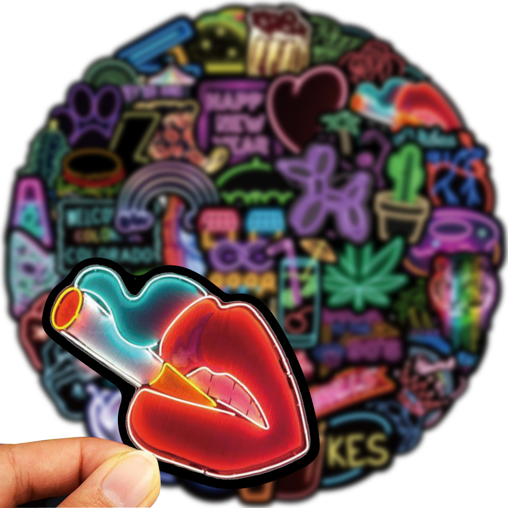 

50pcs ins cool neon sign Sticker for Scrapbook Laptop Phone Diy Stickers