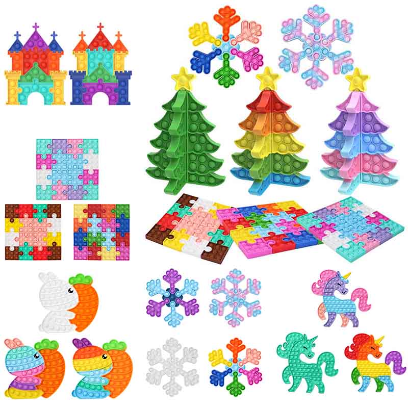 

fidget toys Jigsaw rodent control pioneer DIY snowflake cube stitching Christmas tree Children desktop puzzle decompression gifts finger bubble toy