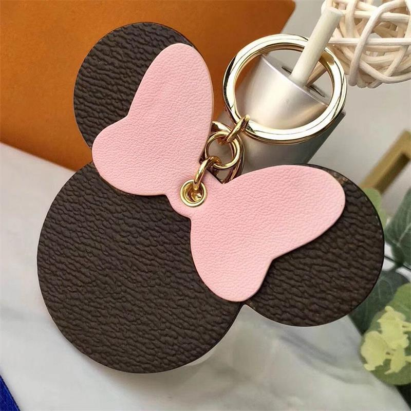 

50%off Designer Keychain Buckle Lovers Plaid Mouse Bow Keychains PU Leather Animal Bag Pendant Charm Cars Keyrings Chains Holder Fashion Wom