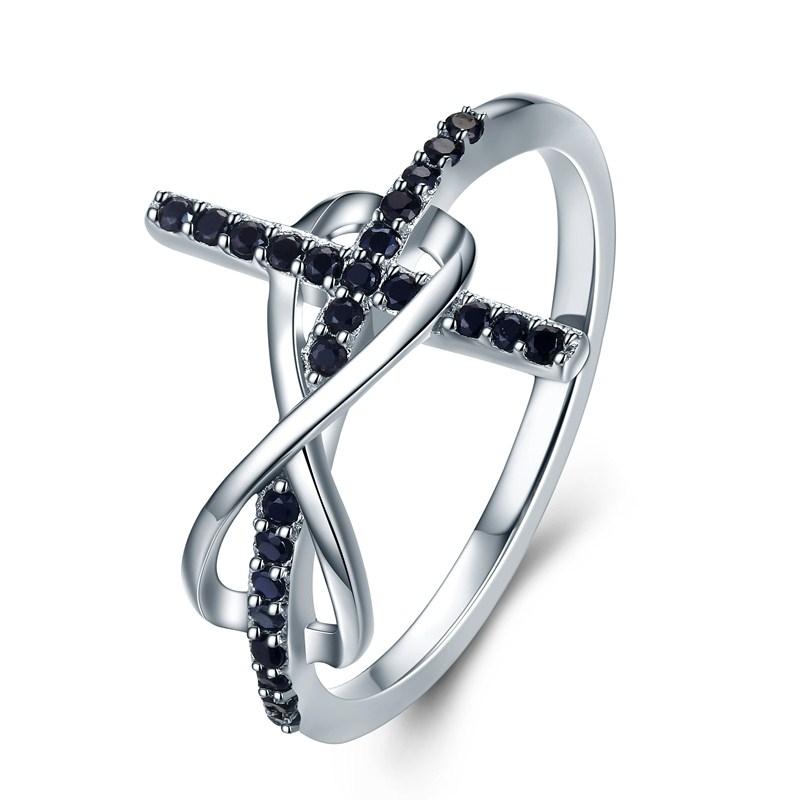 

Wedding Rings Classic 8 Word & Cross Black Zircon For Women Fashion Jewelry Inlaid Anniversary Accessories Love Gift Lady Ring