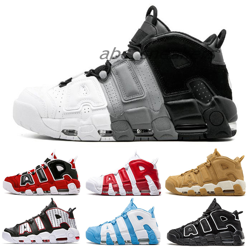 

Newest More UPtEmP0s SUPTeMPOs Men Women Basketball Shoes PRM Premium Wheat Gold MetaAllic Tri-colouRS 3M PippEn Sneakers 40-46 AB56, Black