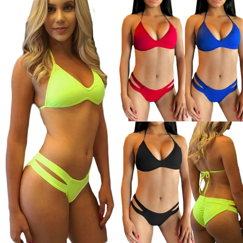 

OESE 2021girl three point sexy underwear set two piece 2021bikini girl sexy three point bikini swimsuitunderwear swimsuitse, Black;red
