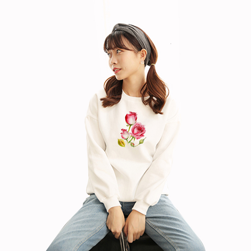 

2021 New Lolita Japanese Flower Printing Female Topos Autumn Oversized Loose Pink Sweatshirt Feminine Sweater Clothes Horp, White