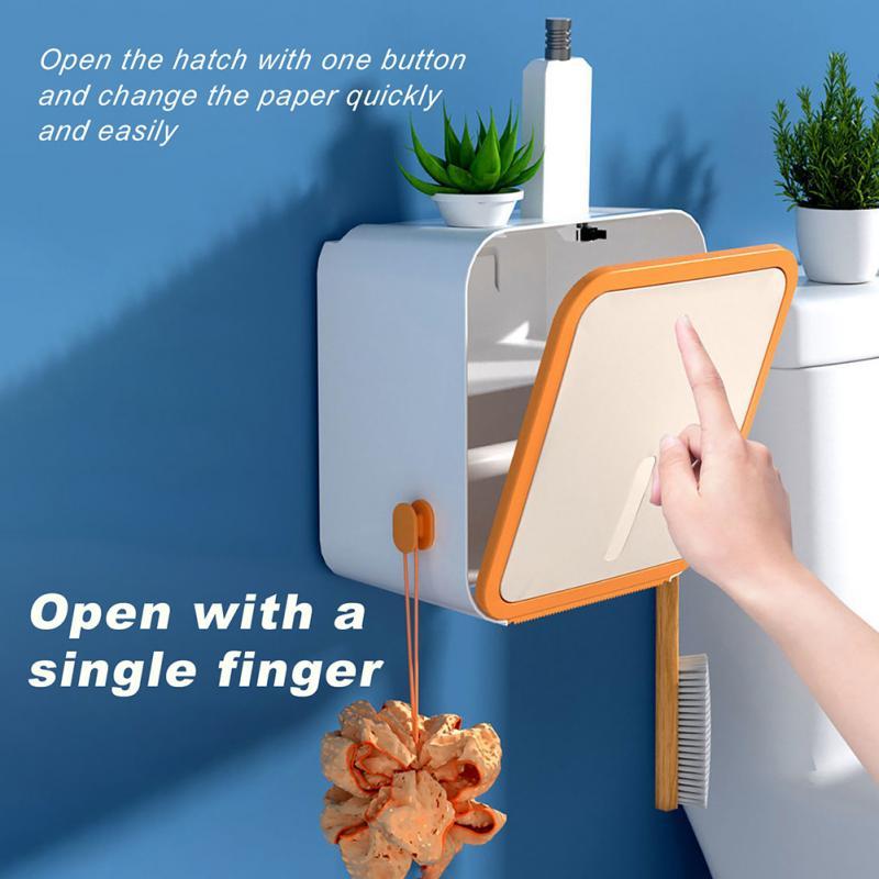 

Toilet Paper Holders Tissue Box Waterproof Non-perforated Pumping Wall-mounted Roll Rack