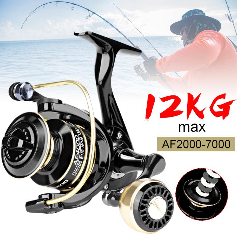

Baitcasting Reels Fishing AF2000-7000 Spinning Reel 12KG Max Drag Metal Spool And Grip Saltwater Freshwater Tackle Accessories