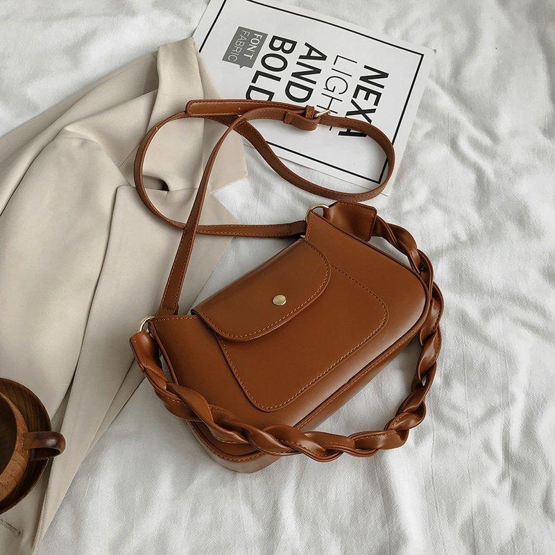 

Chic Plait Straps Shoulder Bag For Women 2021 Simple Brief Small PU Leather Cross body Female Street Fashion Designer Handbag, Beige