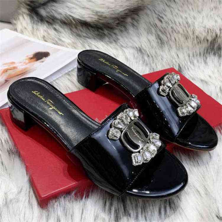 

luxury italy designer brand slippers super great quality with full package for women gift present lady birthday wedding sandals shoes heels BCVN, Black