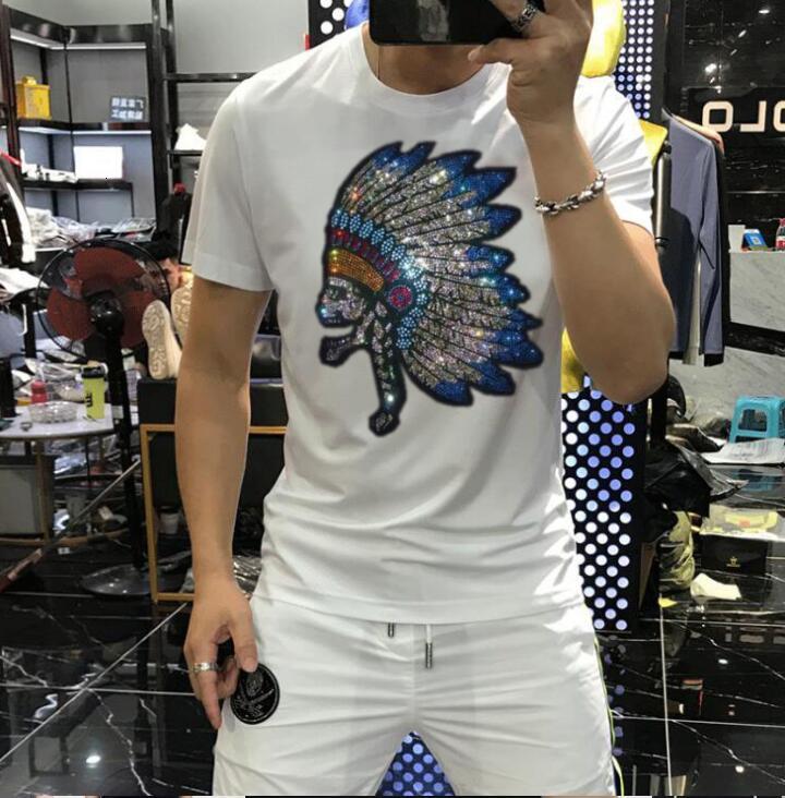 

New Men Casual Tshirts Cotton Short Sleeve Beach Tops Streetwear Summer Breathable 2021 Diamond Stone T-shirts Azkg, Brown
