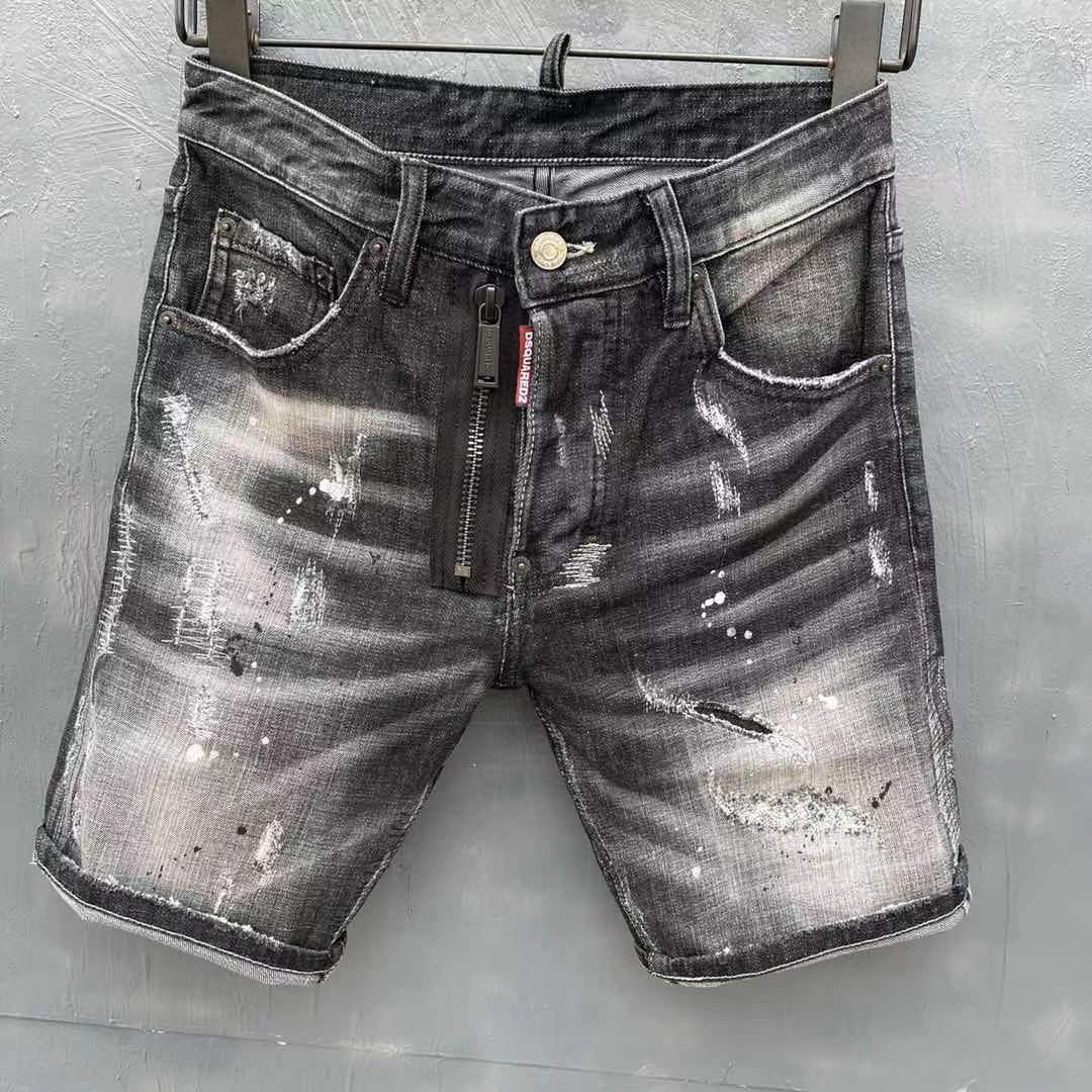 Mens Cool Designer luxury Pencil Jeans Skinny Ripped Destroyed Stretch Slim Fit Hop Hop Pants With Holes For Men-image-462650403