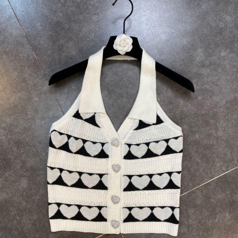 

Women Camis Sexy Knitting Vest Fashion Spring Summer Heart Design Ladeis Beach HR330 210525, White