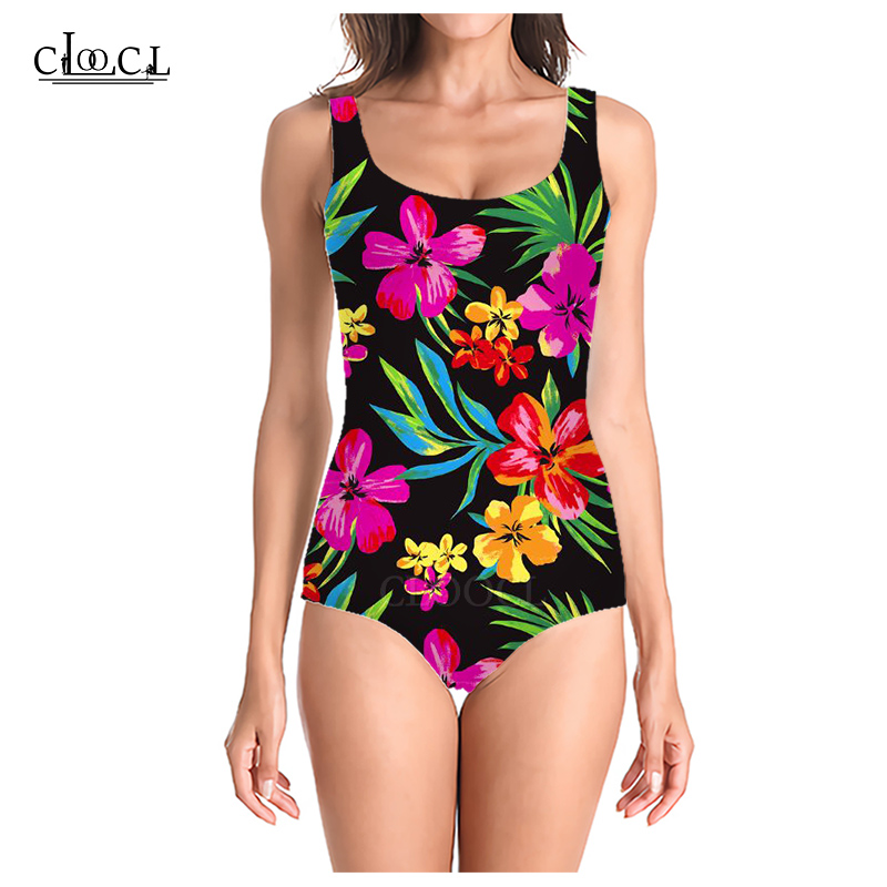 

CLOOCL 2021 New Summer Colorful Flowers 3D Print Women Sleeveless Sexy Swimsuit Casual Fashion Swimsuits Beach One Piece Swimwear, Swimsuit 1
