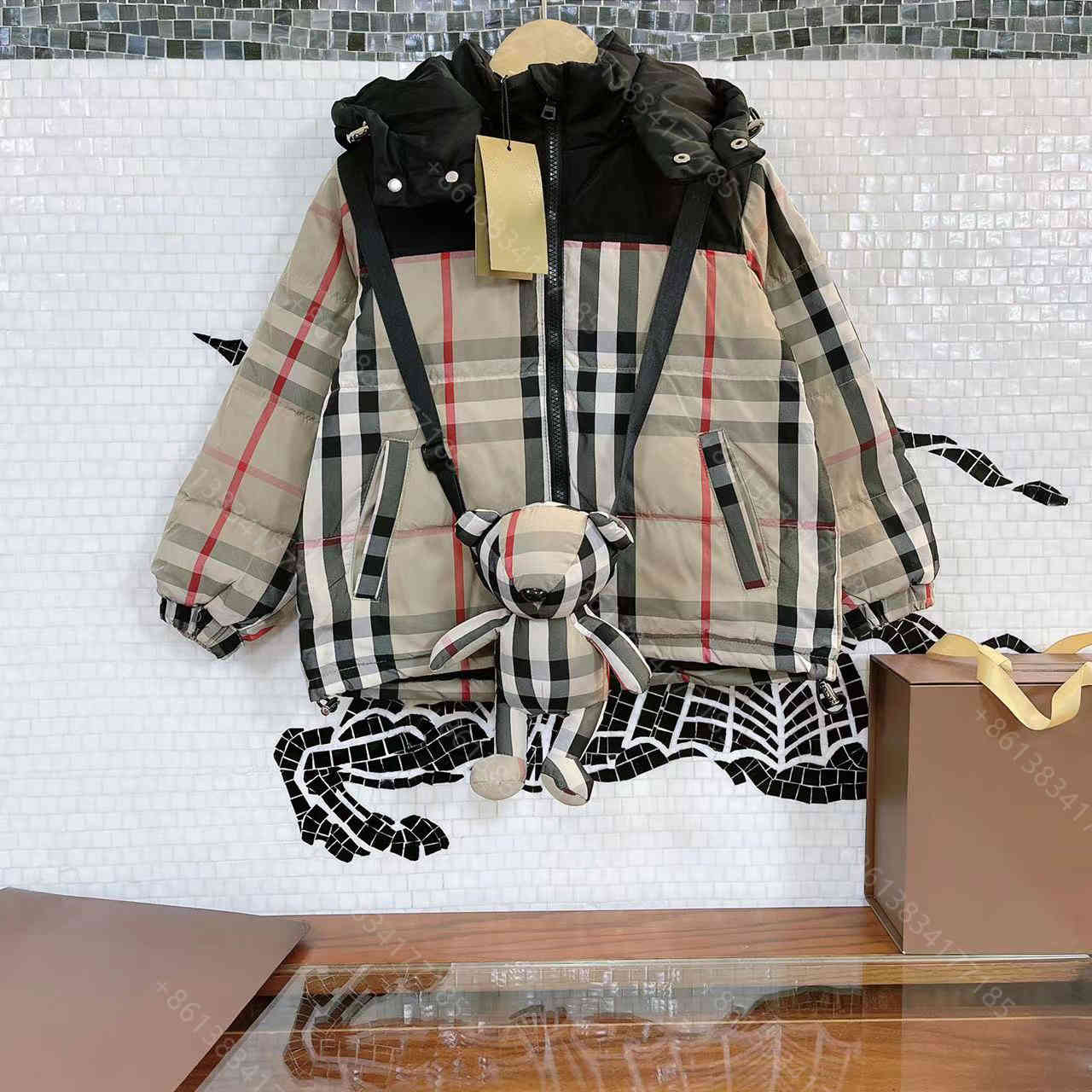 

2021ss Designer kids striped jacket coat free bear pendant Fashion boys girls zipper jacket bbrye brand winter cotton coats high-end child cotton coat logo