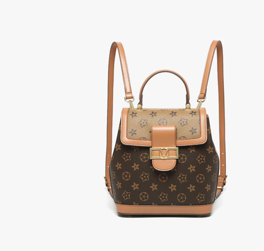 

2021 Luxury Women Purses Handbags Fashion Designers Backpacks School Bags Shoulder Bag Classic Student Embossed Flowers, Brown without logo