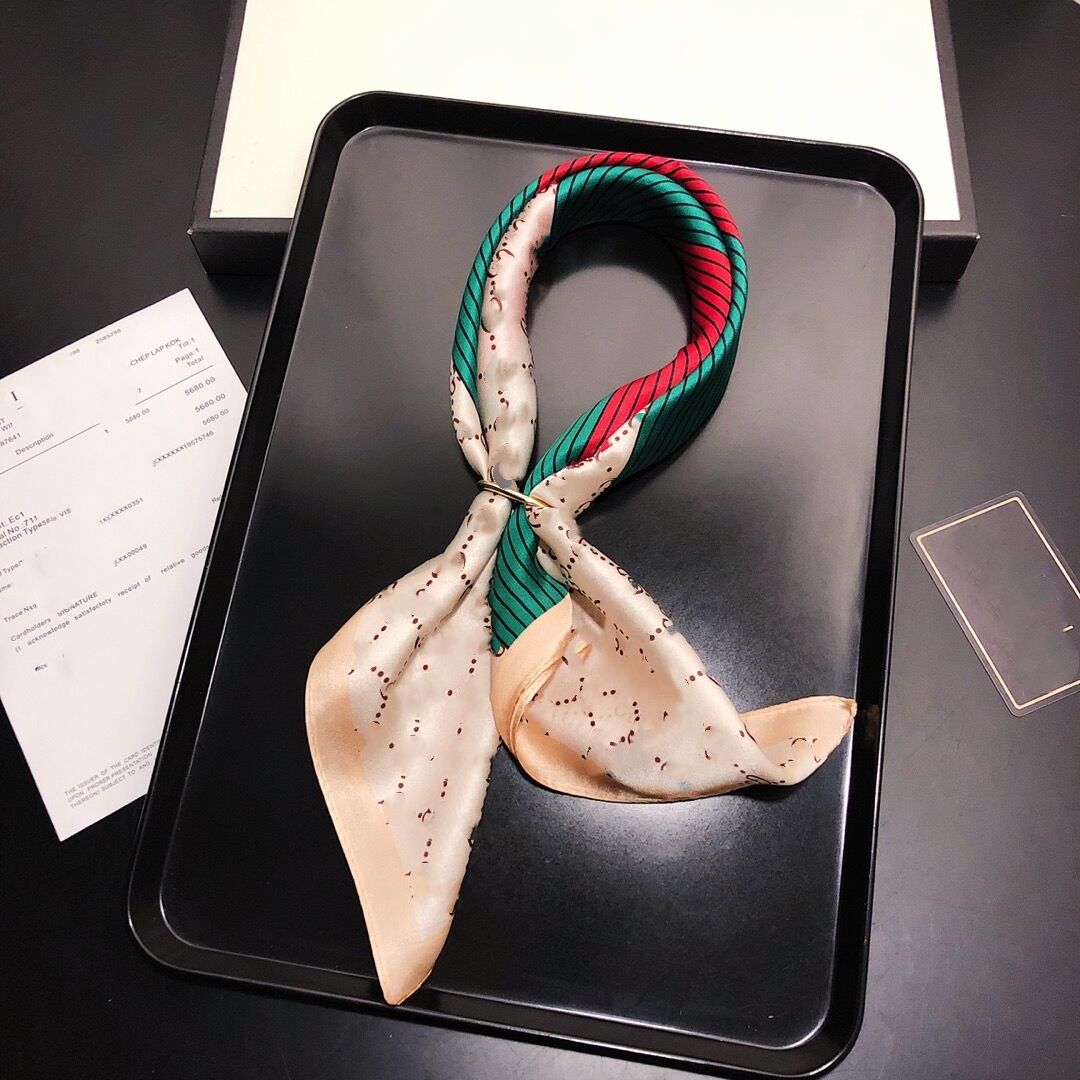 

Fashion hot sale design letter print scarf for women silk scarf bag scarves square wraps red green stripe scarf, Blue;gray