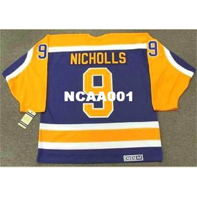 

001 #9 BERNIE NICHOLLS Los Angeles Kings 1984.1985.1989 CCM Vintage Away Hockey Jersey or custom any name or number retro Jersey, Black