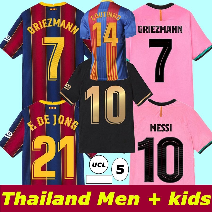 

MESSI Barcelona Maillots de football shirt 2021 soccer jersey 8 A. INIESTA GRIEZMANN F. DE JONG SUAREZ DEMBELE COUTINHO MALC Men kids kit, Black;yellow
